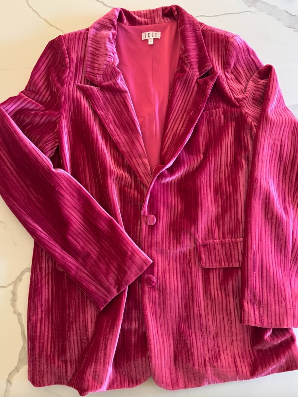 TCEC Pink Velvet Blazer, Size L